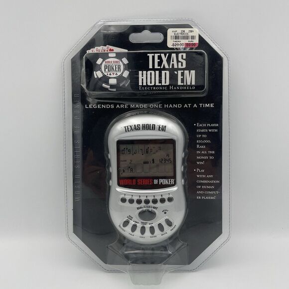 TEXAS HOLD EM Electronic Handheld Game World Series of Poker Cards Travel Size - Picture 1 of 9